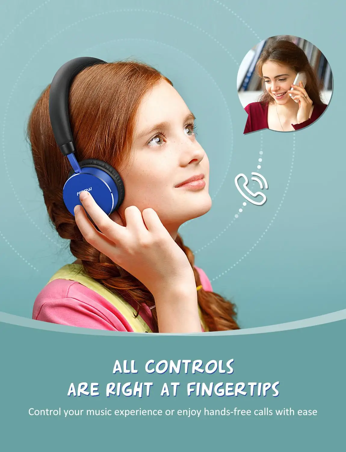 Mpow NCH1 Kids Wireless Headset with Mic Bluetooth 5 0 Active Noise Cancelling Headphone with 94dB Volume Limit 12H Playing Time