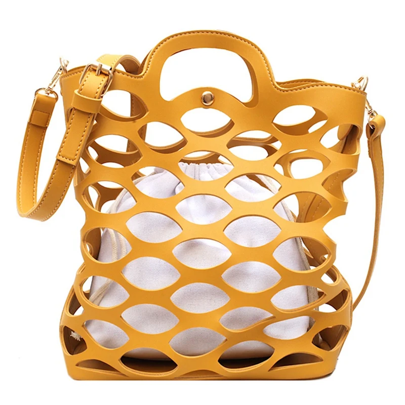 

Ladies Bag Hollow Handbag Mesh Bag Beach Handbag Ladies Pu Leather Hollow Shoulder Messenger Bag