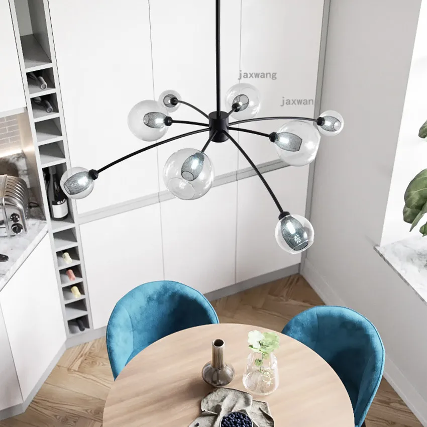 Postmodern LED Glass Dinning Room Loft Chandeliers Nordic Light Luxury Chandelier Lighting Bedroom Home Ceiling Chandelier