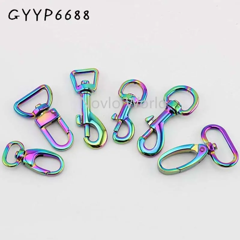 10-30-100 pieces new Rainbow trigger snap hook metal swivel clasp lobster claws swivel hooks hardware hook clasp