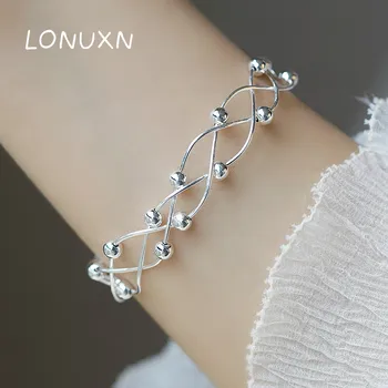 

6mm high quality 100% Original 925 Sterling Silver DIY Fashion Beads Party Chain Bracelet Jewelry wide Woman Wristband girl Gift