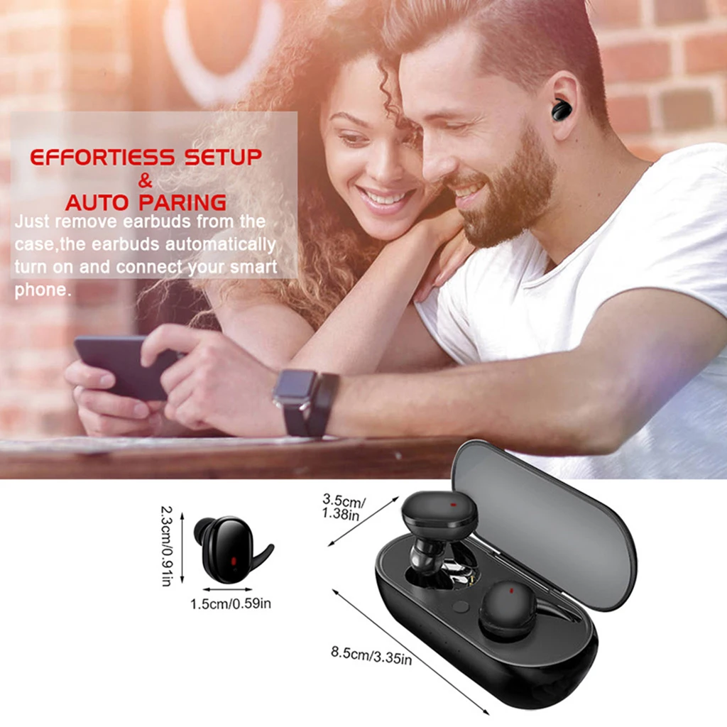 TWS Wireless Bluetooth 5.0 Smart Fingerprint Touch Earbuds With Mic Noise Cancelling Sports Headphone Headset With Charging Box