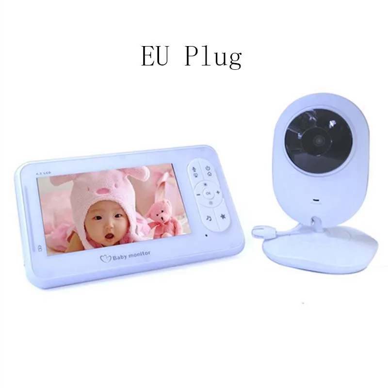 Видеоняня 4,3 дюймов ЖК-дисплей с высоким разрешением Беспроводной Детский фотоаппарат ночного видения контроль температуры детская камера безопасности - Цвет: EU Plug