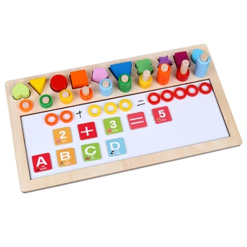 

New Math Toy Wood Montessori Preschool Wooden Toys Digital Shape Matching Write Board Toy Early Education Teaching Toy Gift N9