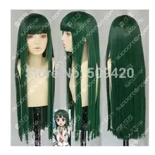 K879O 823> Горячая распродажа! Длинные темно-зеленые прямые вечерние парики для косплея