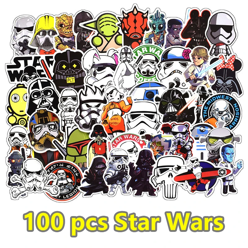 

10/30/50/100pcs Cartoon Baby Yoda Star Wars The Mandalorian Stickers Waterproof PVC Skateboard Luggage Motorcycle Toys Sticker