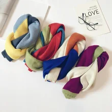 Корейские вязаные шерстяные Лоскутные мягкие теплые осенне-зимние плотные детские шали для мальчиков и девочек, шарфы, аксессуары-LHC