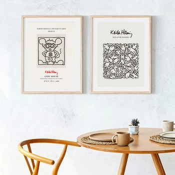 

Keith Haring printable poster Painting Posters And Prints Andy Mouse Wall Art Canvas Pictures For Living Room Bedroom No Frame