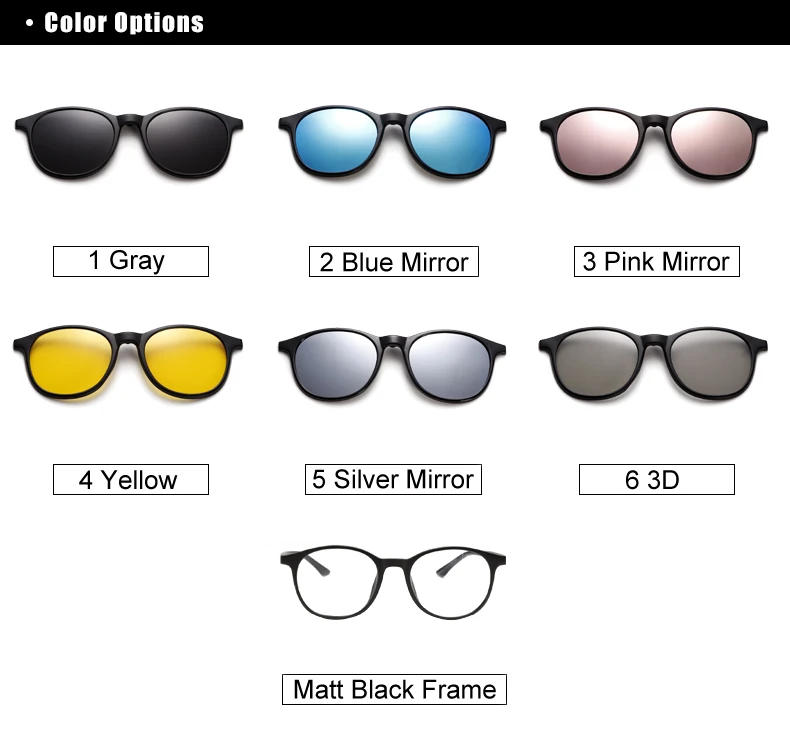 big square sunglasses TWO Oclock Magnet Sunglass Women Men Polarized Lens Optical Spectacle Frame Clip On Glasses Men Round TR90 3D Night Vision A2245 big cat eye sunglasses