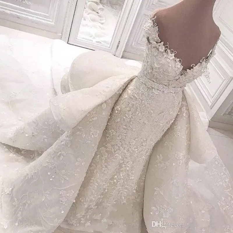 

Luxury Mermaid Lace Wedding Dresses With Detachable Train 2019 Plus Size Bellanaija Nigerian Arabic Country Bridal Gowns