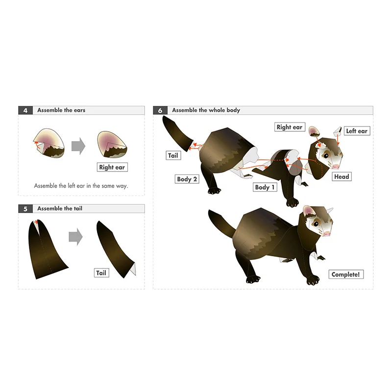 Хорек ласка складной режущий Мини милый 3D бумажная модель бумажное ремесло животное фигурка DIY дети взрослые ремесло игрушки QD-009