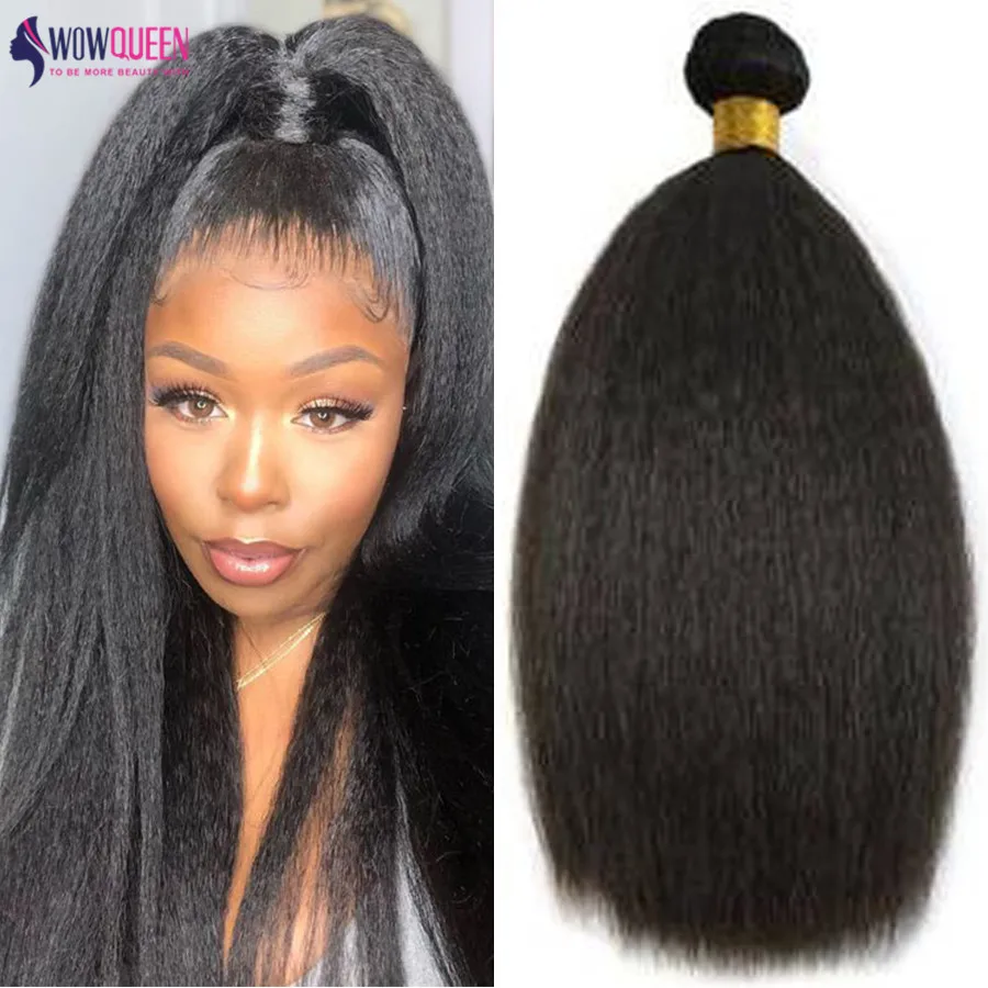Weave Bundles Brazilian Hair Wowqueen Kinky Straight Human-Hair-Extension 30inch 32-34