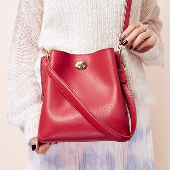 

High Quality Women Bag Genuine Leather Lady Shoulder Crossbody Bags Handbags Designer Women Messenger Totes Bag Black / Red Wine