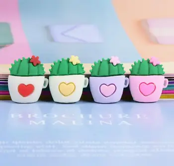 

Kawaii Cactus Flatback Resin Cabochon Flat back Simulation Succulent Potted Plant Phone Case Decor DIY Scrapbooking