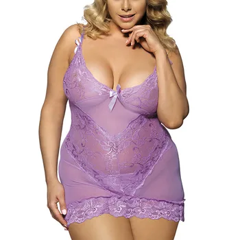 

Plus Size L-5XL Women Sleepwear Seductive Lady Intimates Fashionable Lace Deep V-Neck Night Gowns Sleeveless Ladies Nightdress