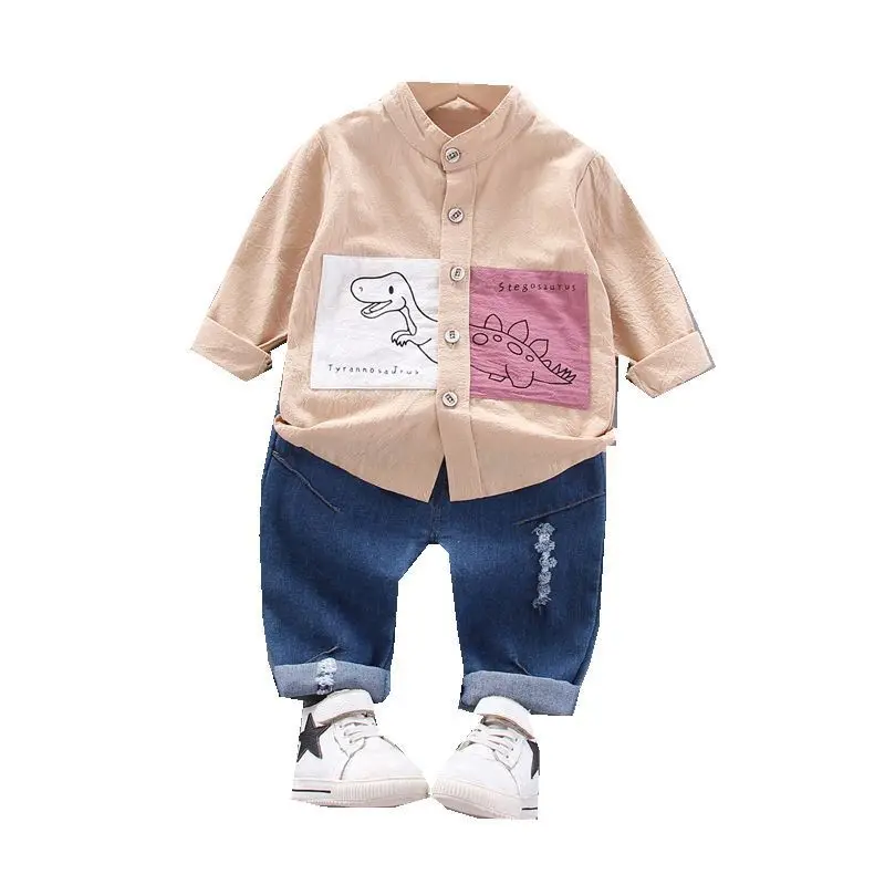 Autumn Baby Fashion Clothes Children Boys Cartoon Shirt Girls Jeans Pants 2pcs/set Spring Kids Infant Clothing Toddler Tracksuit |