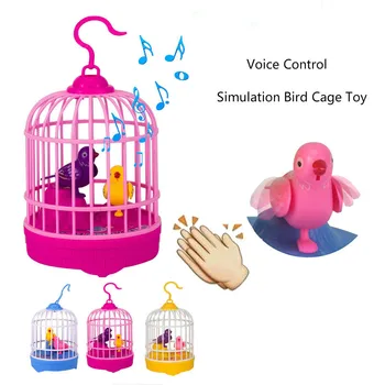 

Sound Control Mini Bird Cage Toy Novelty Induction Sound Control Simulation Bird Cage Luminous Toy Boy Girl Gift