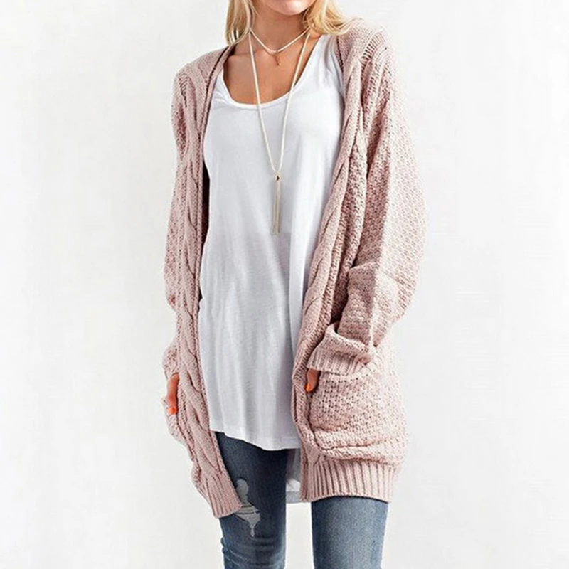 

Puimentiua Autumn Winter Womens Sweaters Jersey Mujer Invierno Long Cardigan Women Long Sleeve Knitted Twist Sweater Cardigan