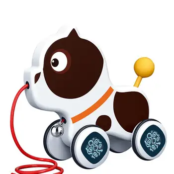 

Toddler Baby Kids Traction Toy Cartoon Animal Pulling Cart Toy Baby Walker Toy Pulling String Cart Toy for Baby 1-3 Year Old