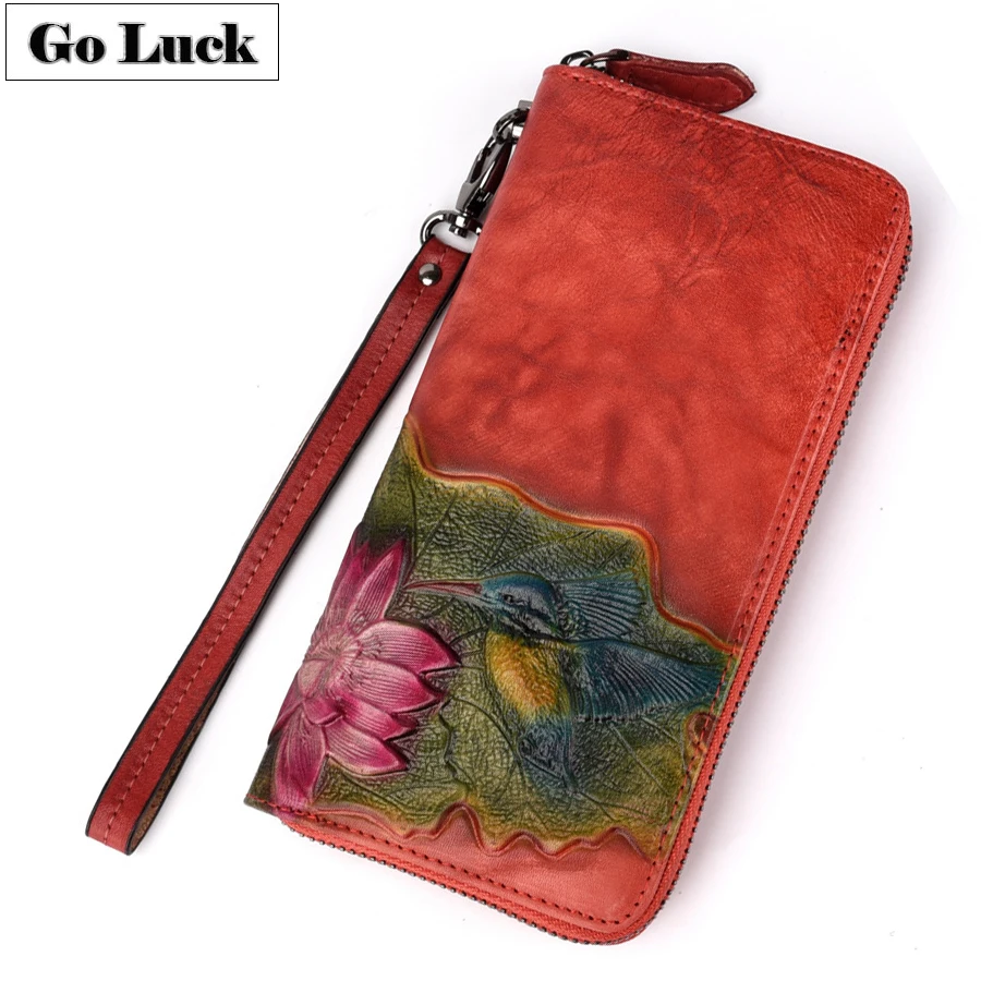 Бренд GO-LUCK, мужской кошелек-клатч из натуральной кожи на ремешке, деловой чехол для кредитных карт, кошельки, мужские кошельки для сотового телефона, сумка для монет, кошелек