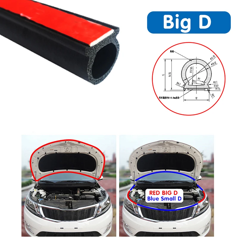En oferta Coche tira junta de la puerta de goma grande tipo D tira de sellado para puerta de coche de ruido Universal coche Epdm caucho impermeable coche de sellos para Auto zOK8Dq5de