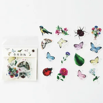 

32pcs /Bag Butterfly & Flowers Paper Stickers DIY Notebook Diary Decorative Sticker