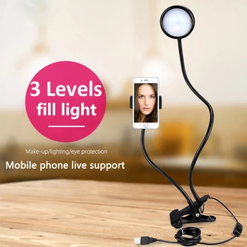 

LED Selfie Ring Light Cell Phone Holder Photo Video Live Makeup Ring Lamp fill Light For iPhone 8 X Samsung S8 S9 Smartphones
