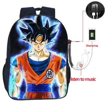 

Dragon Ball Z Goku Backpack with USB Charging Laptop Backpack Students Shoulder Bags School Bags for Teenage Girls Boys