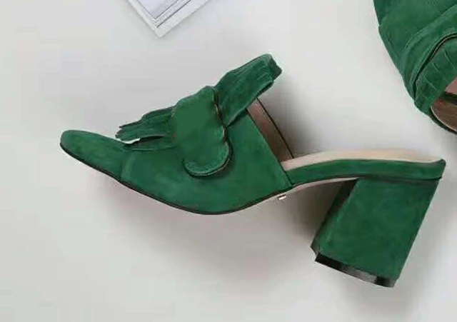 Junetxin/модные летние босоножки женская обувь из натуральной замши туфли-лодочки на высоком каблуке Женская обувь с открытым носком бренды наивысшего качества - Цвет: green 6.5cm
