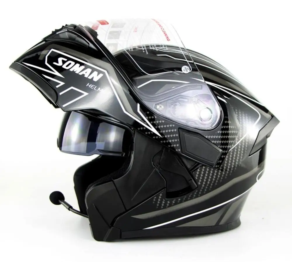 Полное лицо Soman 955 двойные линзы мотоциклетные шлемы мотоциклетные Capacetes Moto Casco точка утверждения откидной шлем - Цвет: E
