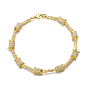 

Iced Out Bling AAA CZ Cubic Zirconia Bracelet Copper Gold Punk Rivet Choker For Women Men Hip Hop Jewelry Gifts