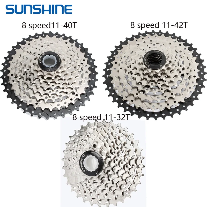 

SUNSHINE MTB Bike Freewheel 8S 11- 32 36 40 42T MTB Mountain Bike Flywheel 8 Speed Cassette Sprocket For Shimano Sram