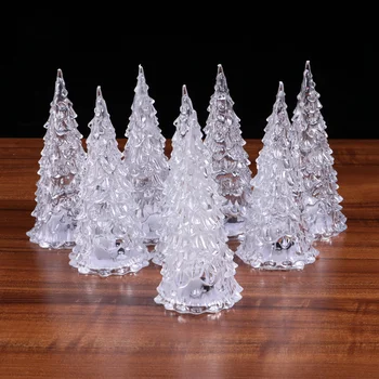 

12 Pcs Mini Crystal Color Changing LED Christmas Tree Fashion Lighted Christmas Tree Night Light Lamp Tabletop Desktop Decoratio