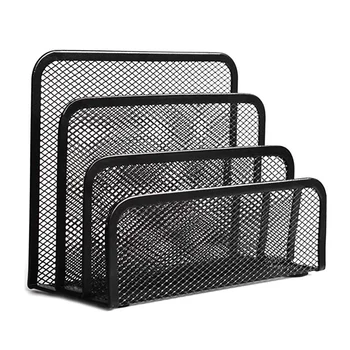 

HOT-Folder Holder Desk,2 Pack Mail Organizer Letter Holder for Desk Metal Mesh with 3 Vertical Upright Compartments