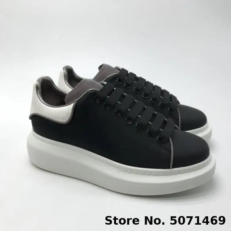

2019-20 men women flat shoes spring autumn casual shoes true leather black reflective OLOMLB-mc free shipping size 36-45
