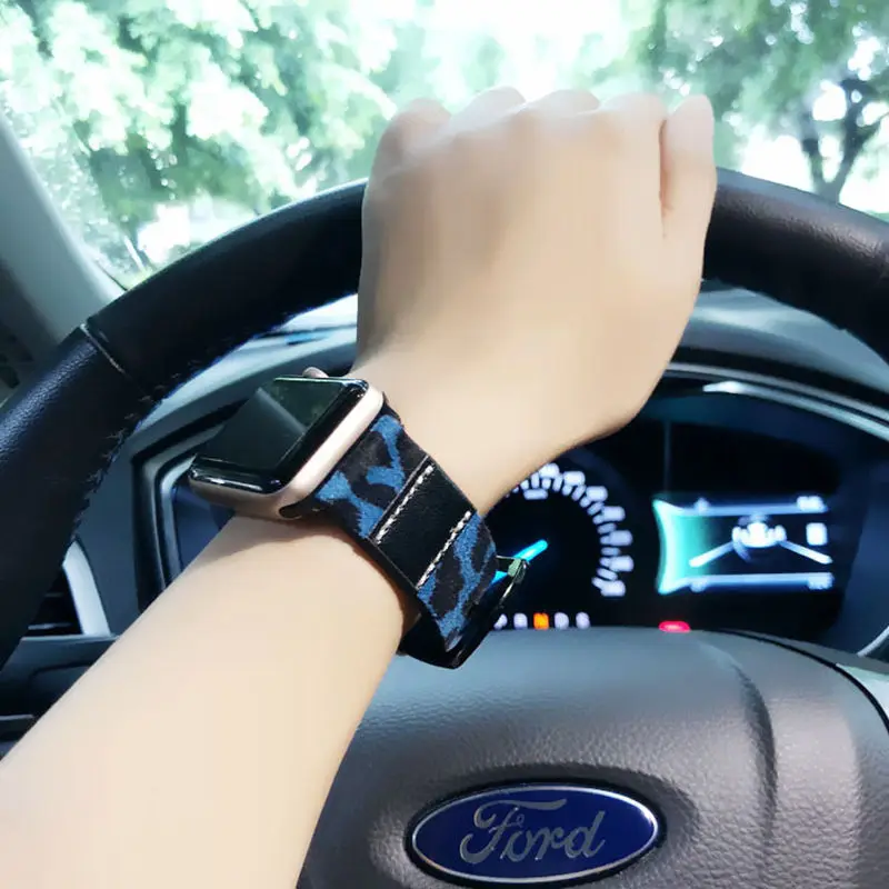 Ремешок из натуральной кожи для Apple watch band 44 мм 40 iwatch 42 38 Леопардовый Браслет 4 3 2
