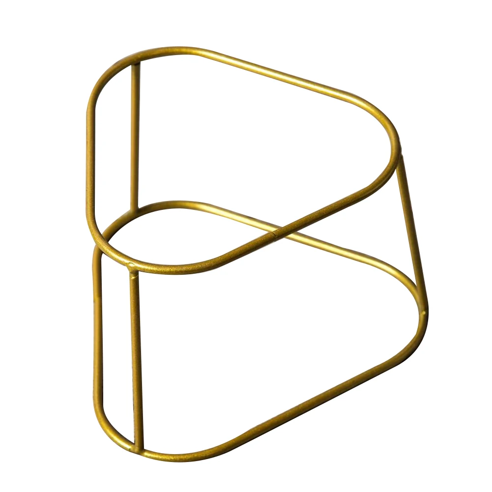 Nordic Hotel Office Metal Holder Ceramic Pot Decorative Desktop Planter Set Balcony Garden Indoor Ornament Geometric Home - Цвет: Gold