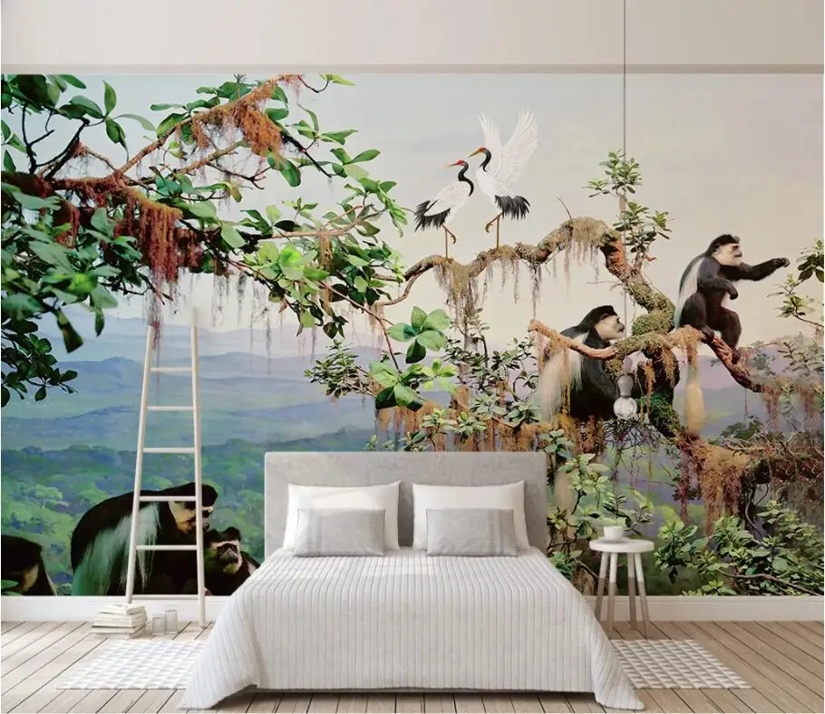 

Custom mural 3d photo wallpaper Modern landscape scenery plant monkey home decor living room wallpaper for walls 3 d in rolls