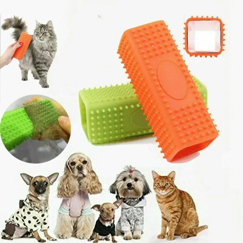 Silicone Pet Hair Removal Brush Cat Grooming Tool Cleaner Comb Cube Dog Shedding Trimming Massage Supplies | Дом и сад
