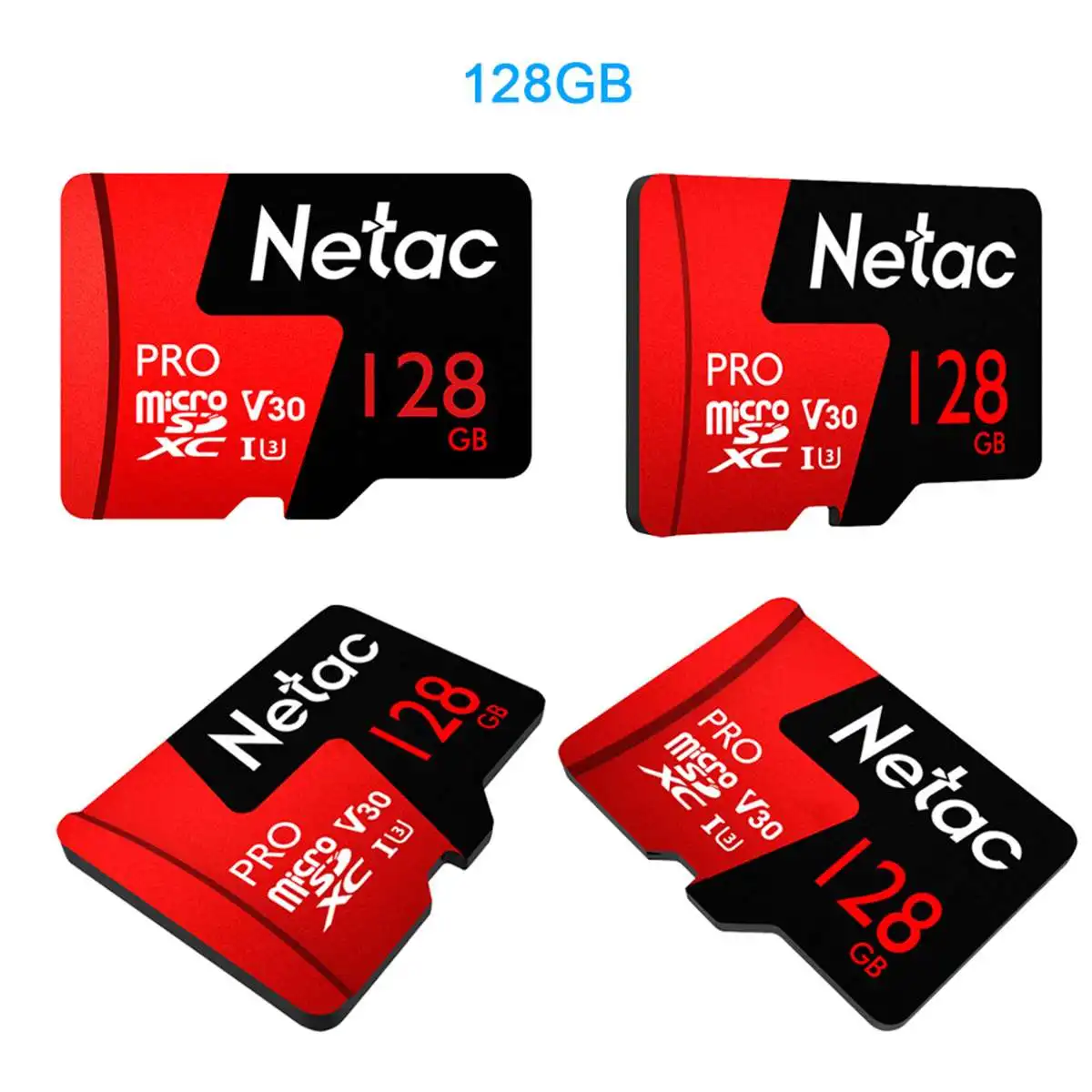 Netac P500 Pro Micro SD Card 64 Гб/128 ГБ/256 ГБ V30 UHS-I U3 100 МБ/с. 4K флэш-памяти SD карты памяти TF карта для смартфона/монитор - Емкость: 128 ГБ