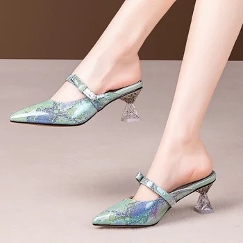 

new fashion summer shoes woman sandals genuine leather sexy high heels pointed toe women dress party casual shoes size 34-42