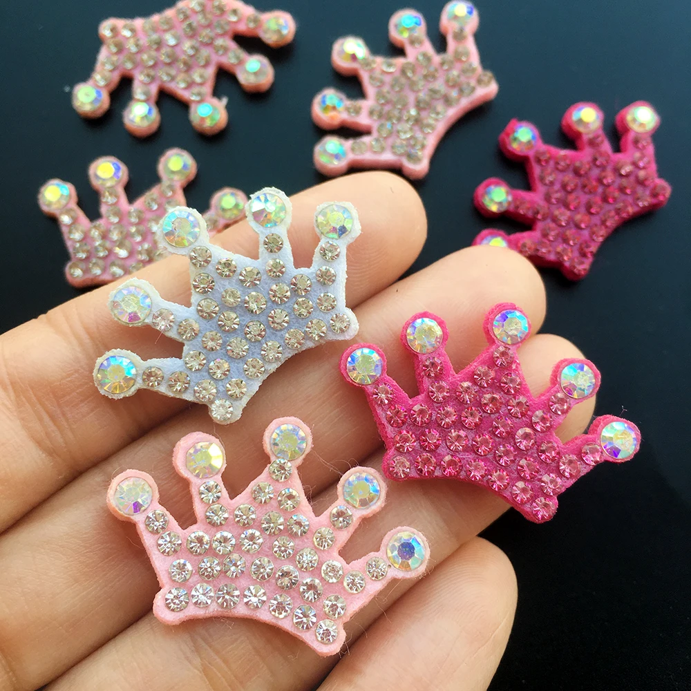 White Padded Multiple Shaped Crown Rhinestone Applique 30Pcs for DIY Clothes Crafts Decor Patches Headwear Hair Bow Accessories