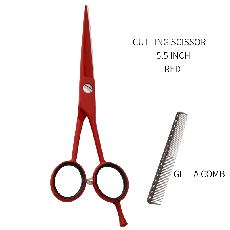 Профессиональные Парикмахерские ножницы типа А, ножницы для стрижки 5,5 дюймов, инструменты для укладки волос, ножницы из нержавеющей стали, салонные ножницы - Цвет: Красный