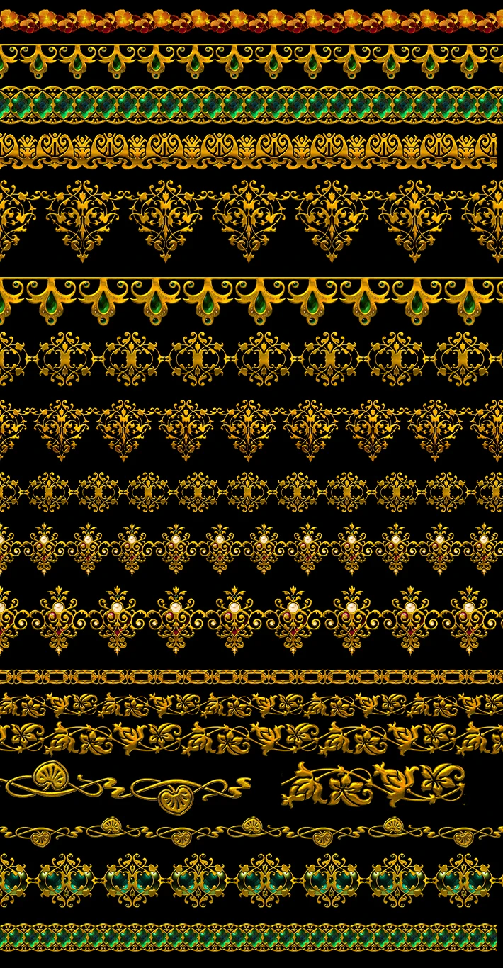 平面素材-各式金色花纹纹理贴图PSD透明合成素材集(26)