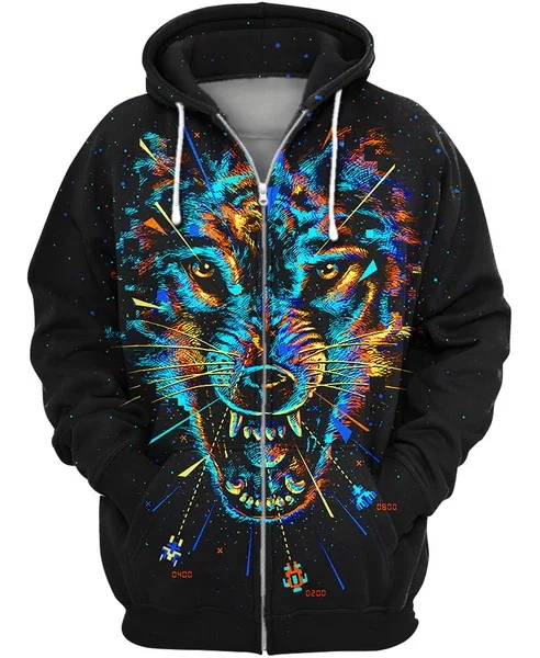 zip hoodies PLstar Космос животное Untamed галактика Волк 3d толстовки/Толстовка зима осень забавные длинные selvee Harajuku уличная одежда - Цвет: zip hoodies