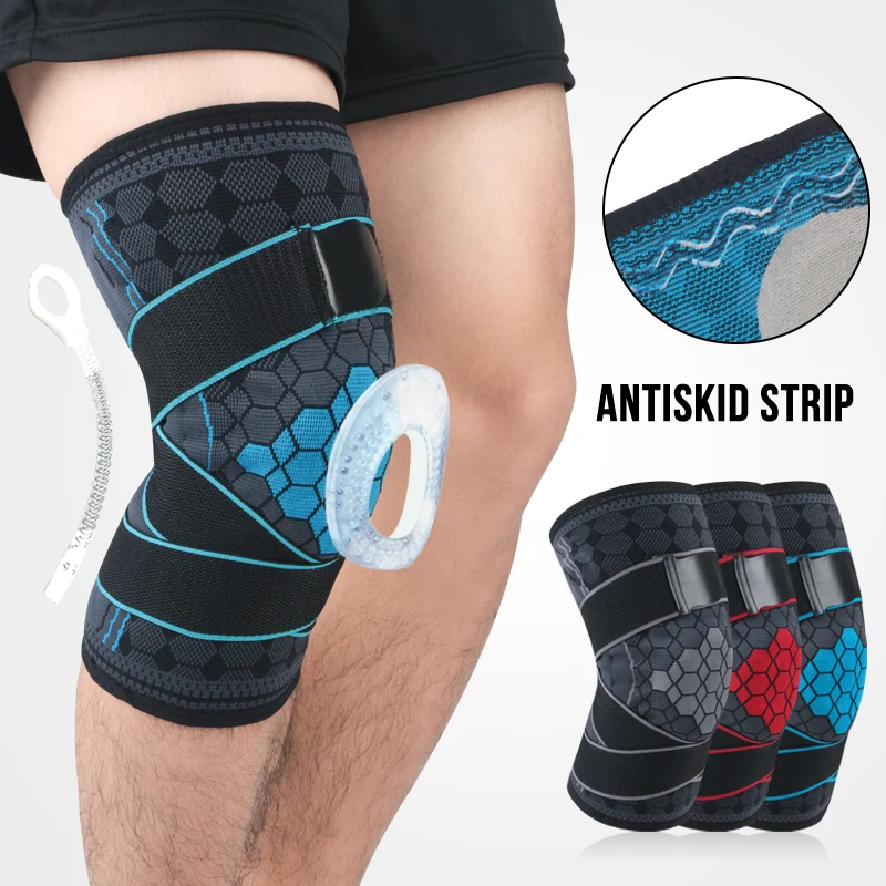 

New 1 Pair Elastic Sports Knee Support Use Springs To Relieve Load Massage With O-Rings And Use Bandages To Increase Pressure