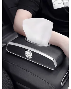 

Auto Tissue Box Cover Bracket PU Leather Black Towel Pad Paper Block Type Accessories Sunshade Storage Bag