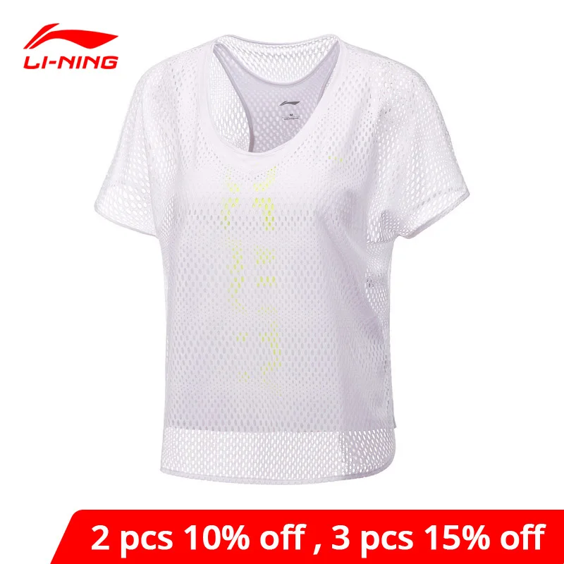 Женская тренировочная футболка Li Ning 87% полиэстер 13% спандекс свободный крой
