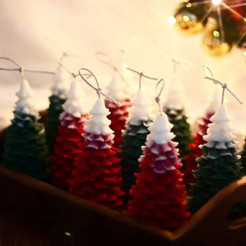 3D Рождественская елка сосновый конус Силиконовые свечи Плесень мыло глина Изготовление DIY торт Декор