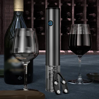 

One Touch Button Electric Bottle Opener Automatic Bottle Opener With Rechargeable Battery USB Charging Line Foil Knife*